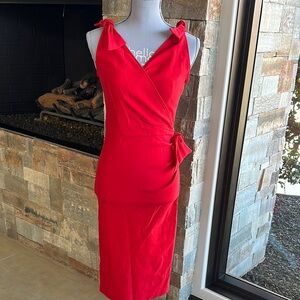 Stop Staring Red Ruched Halter Midi Dress